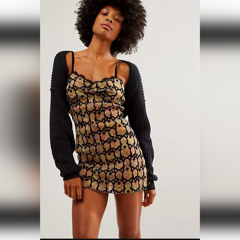 Free People "Lace & Bows" Mini Dress